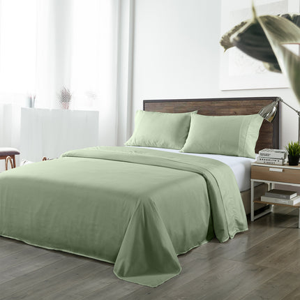Royal Comfort Bamboo Blended Sheet & Pillowcases Set 1000TC Ultra Soft Bedding - Queen - Sage Green 2