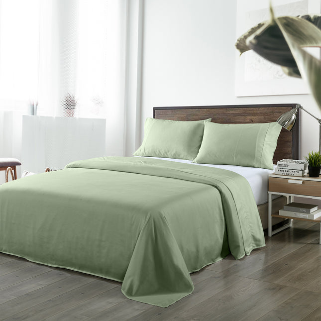 Royal Comfort Bamboo Blended Sheet & Pillowcases Set 1000TC Ultra Soft Bedding - Queen - Sage Green 2