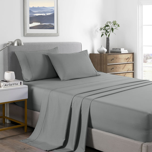 Royal Comfort 2000 Thread Count Bamboo Cooling Sheet Set Ultra Soft Bedding - Single - Mid Grey 2