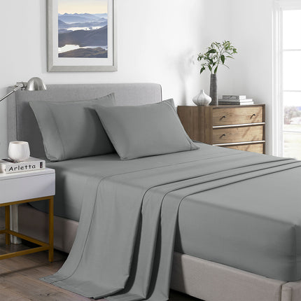 Royal Comfort 2000 Thread Count Bamboo Cooling Sheet Set Ultra Soft Bedding - Double - Mid Grey 2