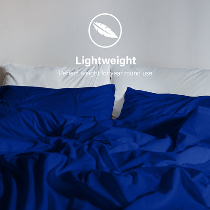 Royal Comfort Vintage Washed 100% Cotton Sheet Set Fitted Flat Sheet Pillowcases - Double - Royal Blue 8
