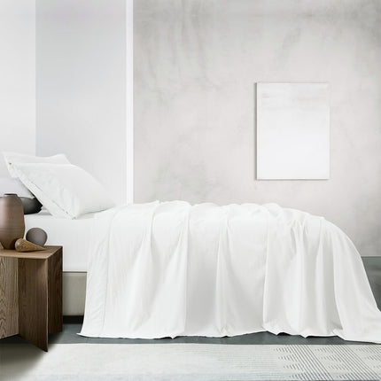 Royal Comfort Vintage Washed 100% Cotton Sheet Set Fitted Flat Sheet Pillowcases - King - White 3