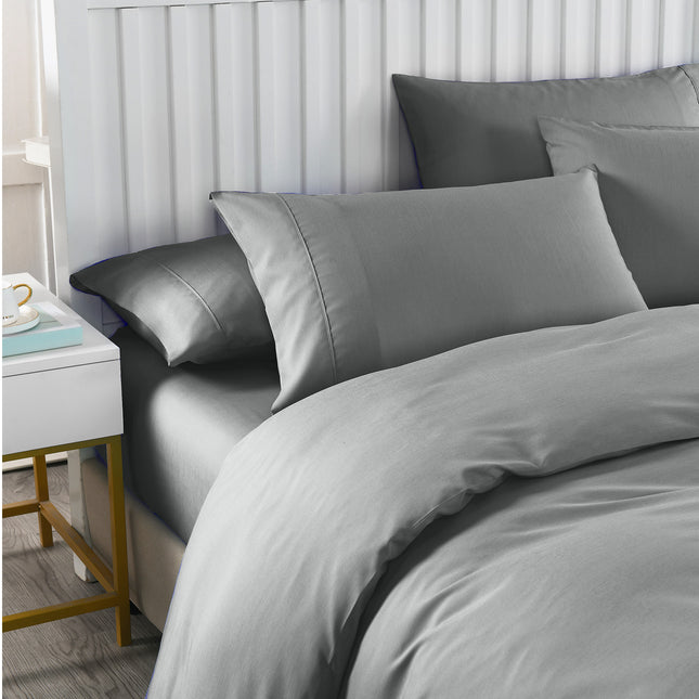 Royal Comfort 2000TC 6 Piece Bamboo Sheet & Quilt Cover Set Cooling Breathable - Queen - Grey 2
