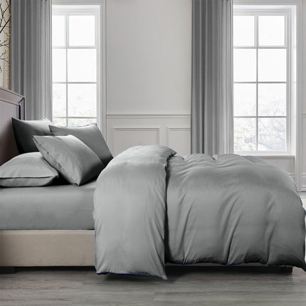 Royal Comfort 2000TC 6 Piece Bamboo Sheet & Quilt Cover Set Cooling Breathable - Queen - Grey 4
