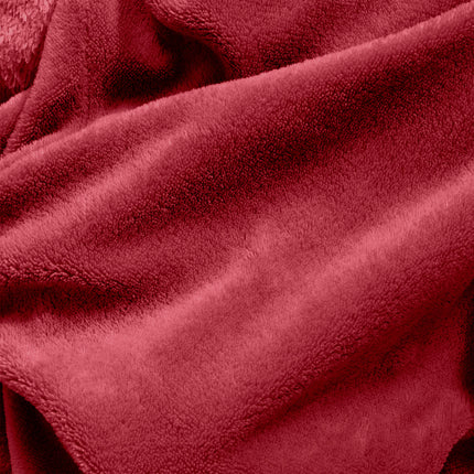 Royal Comfort Snug Hoodie Nightwear Super Soft Reversible Coral Fleece 750GSM - Red 3
