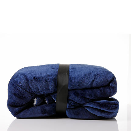 Royal Comfort Snug Hoodie Nightwear Super Soft Reversible Coral Fleece 750GSM - Navy 5