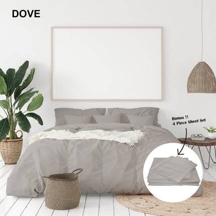 Royal Comfort 1000 Thread Count Bamboo Cotton Sheet and Quilt Cover Complete Set - King - Dove 2