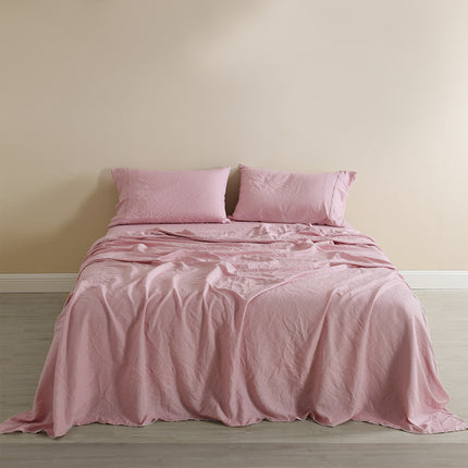 Royal Comfort Flax Linen Blend Sheet Set Bedding Luxury Breathable Ultra Soft - King - Mauve 2