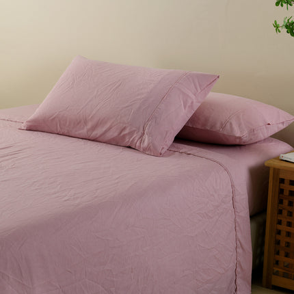 Royal Comfort Flax Linen Blend Sheet Set Bedding Luxury Breathable Ultra Soft - King - Mauve 5