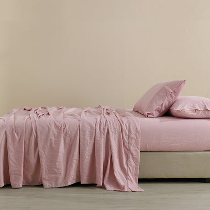 Royal Comfort Flax Linen Blend Sheet Set Bedding Luxury Breathable Ultra Soft - King - Mauve 6