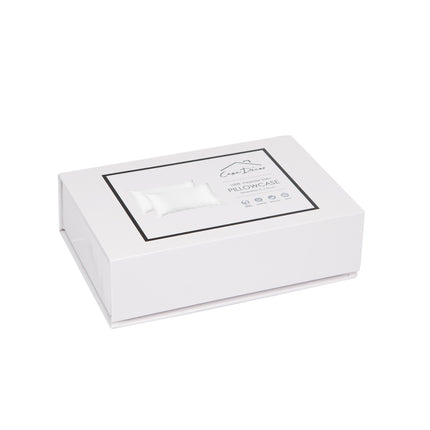 Casa Decor Luxury Satin Pillowcase Twin Pack Size With Gift Box Luxury - White 4