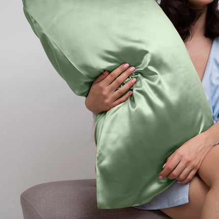 Casa Decor Luxury Satin Pillowcase Twin Pack Size With Gift Box Luxury - Sage Green 2