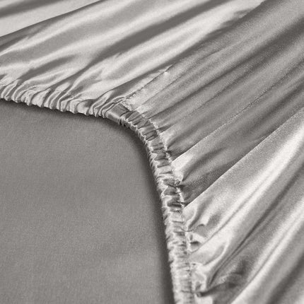 Royal Comfort Satin Sheet Set 3 Piece Fitted Sheet Pillowcase Soft  - King - Charcoal 6