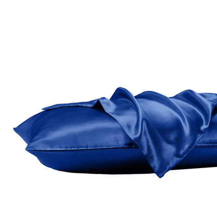 Royal Comfort Satin Sheet Set 3 Piece Fitted Sheet Pillowcase Soft  - King - Navy Blue 5