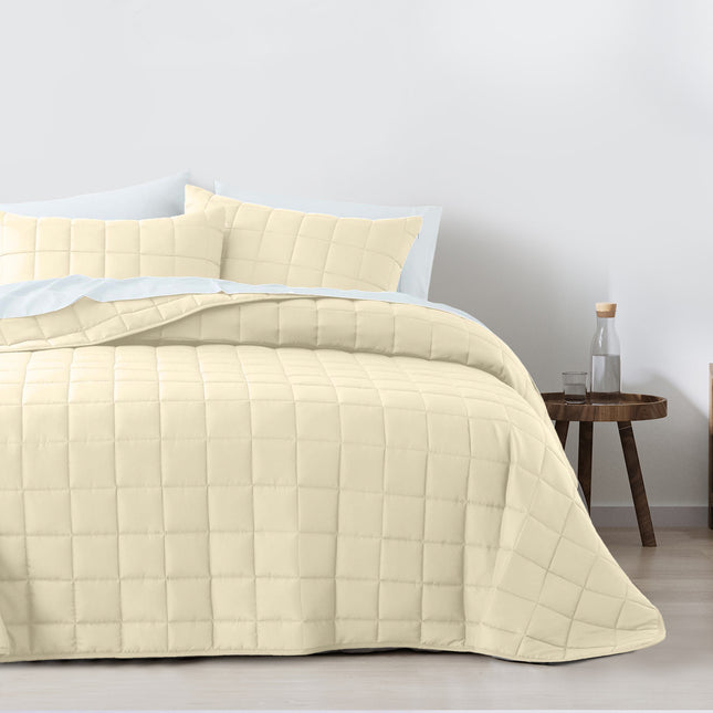 Royal Comfort Coverlet Set Bedspread Soft Touch Easy Care Breathable 3 Piece Set - Queen - Beige 2