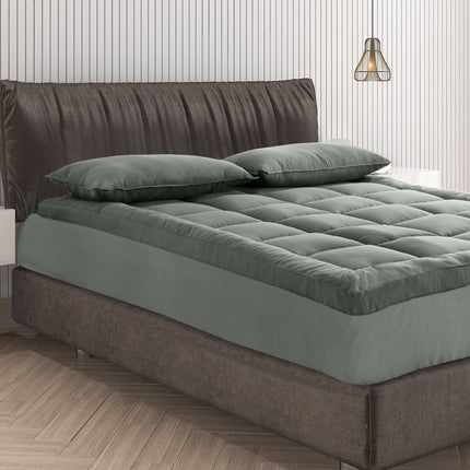 Royal Comfort Charcoal Bamboo Blend Topper 800GSM 45cm Skirt Luxury Bedding - King - Charcoal 2