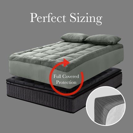Royal Comfort Charcoal Bamboo Blend Topper 800GSM 45cm Skirt Luxury Bedding - King - Charcoal 3