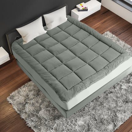 Royal Comfort Charcoal Bamboo Blend Topper 800GSM 45cm Skirt Luxury Bedding - King - Charcoal 4