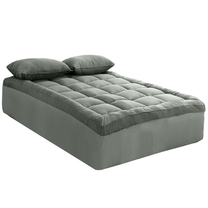 Royal Comfort Charcoal Bamboo Blend Topper 800GSM 45cm Skirt Luxury Bedding - King - Charcoal 5