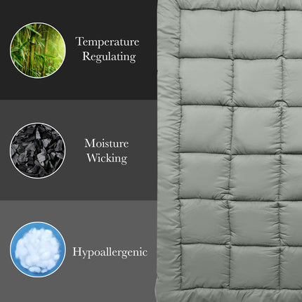 Royal Comfort Charcoal Bamboo Blend Topper 800GSM 45cm Skirt Luxury Bedding - King - Charcoal 8