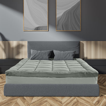 Royal Comfort Charcoal Bamboo Blend Topper 800GSM 45cm Skirt Luxury Bedding - King - Charcoal 9