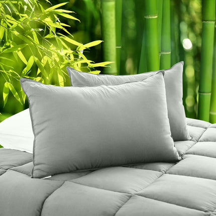 Royal Comfort Charcoal Bamboo Pillow Hotel Quality Luxury Twin Pack 2
