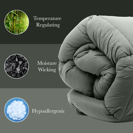 Royal Comfort 350GSM Charcoal Bamboo Quilt Luxury Bedding Duvet All Seasons - King - Charcoal 3
