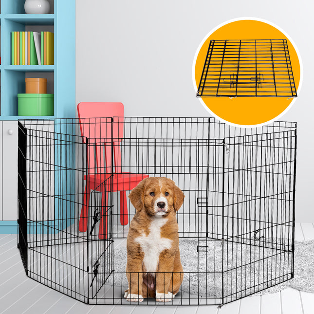 4Paws 8 Panel Playpen Puppy Exercise Fence Cage Enclosure Pets Black All Sizes - 30" - Black 2