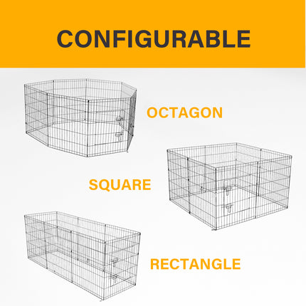 4Paws 8 Panel Playpen Puppy Exercise Fence Cage Enclosure Pets Black All Sizes - 30" - Black 3