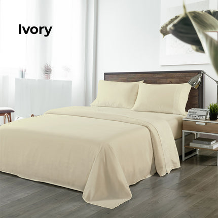 Royal Comfort Bamboo Blended Sheet & Pillowcases Set 1000TC Ultra Soft Bedding - Double - Ivory 5