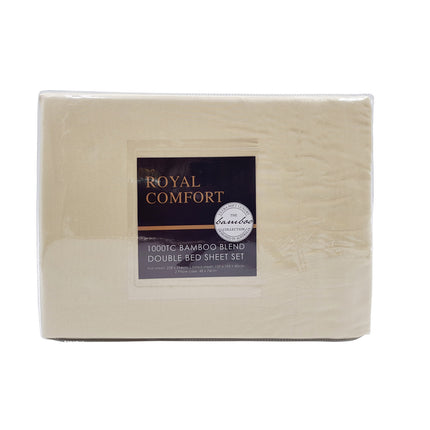 Royal Comfort Bamboo Blended Sheet & Pillowcases Set 1000TC Ultra Soft Bedding - Queen - Ivory 4