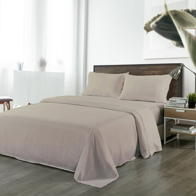 Royal Comfort Bamboo Blended Sheet & Pillowcases Set 1000TC Ultra Soft Bedding - Queen - Warm Grey 2