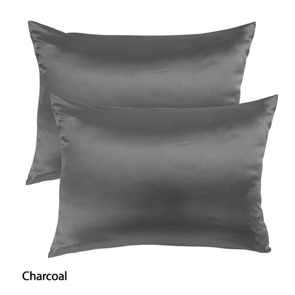 Royal Comfort Mulberry Soft Silk Hypoallergenic Pillowcase Twin Pack 51 x 76cm - Charcoal 2
