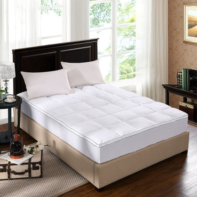 Royal Comfort 1000GSM Luxury Bamboo Fabric Gusset Mattress Pad Topper Cover - Queen - White 2