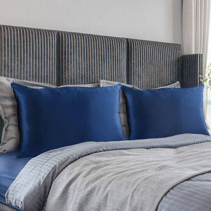 Royal Comfort Mulberry Soft Silk Hypoallergenic Pillowcase Twin Pack 51 x 76cm - Navy 9