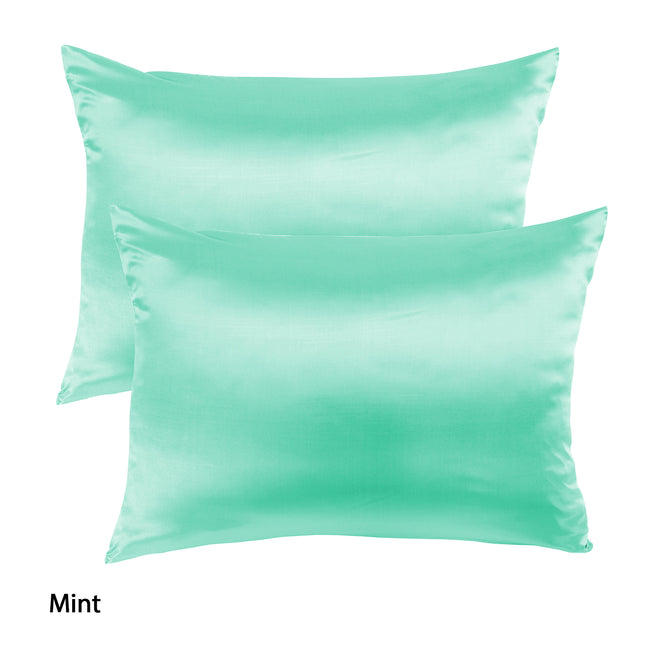 Royal Comfort Mulberry Soft Silk Hypoallergenic Pillowcase Twin Pack 51 x 76cm - Mint 2