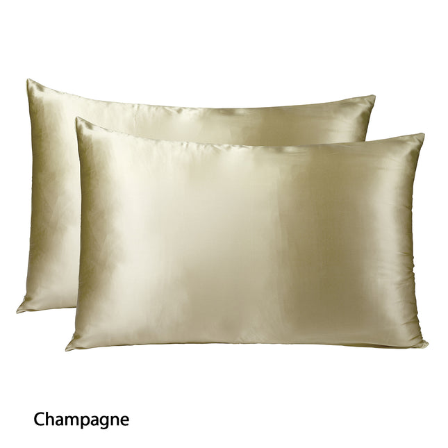 Royal Comfort Mulberry Soft Silk Hypoallergenic Pillowcase Twin Pack 51 x 76cm - Champagne 2