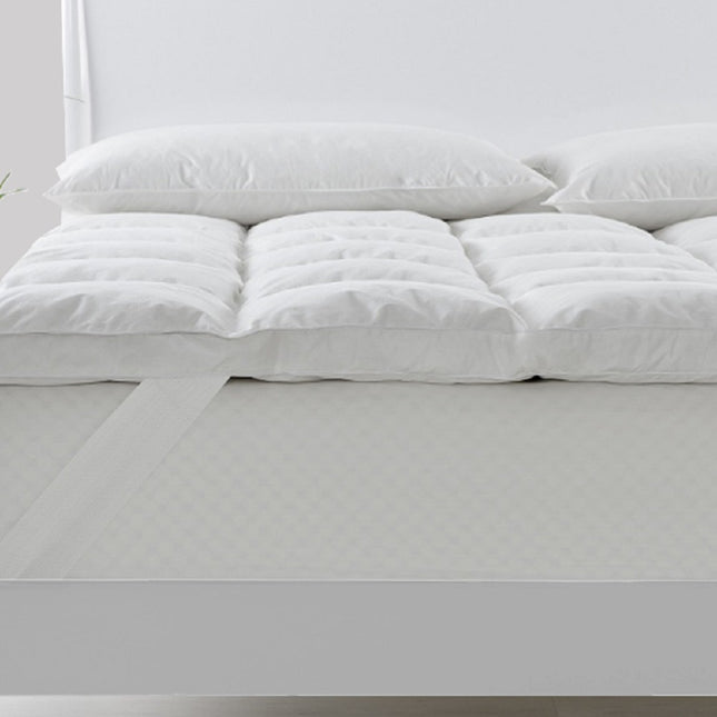 Royal Comfort Duck Feather and Down Mattress Topper 1800GSM Pillowtop Underlay - Double - White