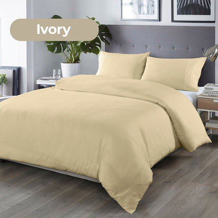 Royal Comfort Bamboo Blended Quilt Cover Set 1000TC Ultra Soft Luxury Bedding - Double - Ivory 5