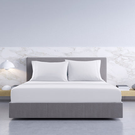 Royal Comfort 1000TC Hotel Grade Bamboo Cotton Sheets Pillowcases Set Ultrasoft - Queen - White 3