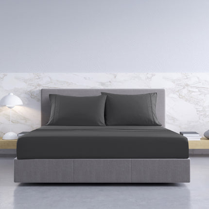 Royal Comfort 1000TC Hotel Grade Bamboo Cotton Sheets Pillowcases Set Ultrasoft - Queen - Pewter 3