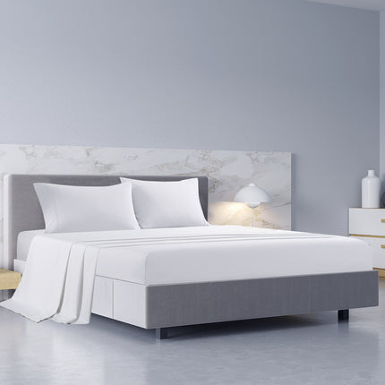 Royal Comfort 1000TC Hotel Grade Bamboo Cotton Sheets Pillowcases Set Ultrasoft - King - White 2