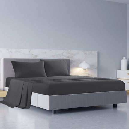 Royal Comfort 1000TC Hotel Grade Bamboo Cotton Sheets Pillowcases Set Ultrasoft - King - Pewter 2