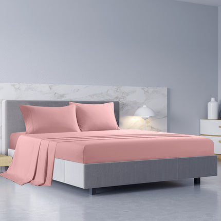 Royal Comfort 1000TC Hotel Grade Bamboo Cotton Sheets Pillowcases Set Ultrasoft - King - Blush 2