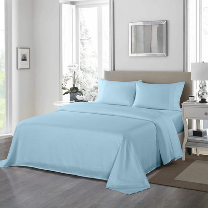 Royal Comfort 1200 Thread Count Sheet Set 4 Piece Ultra Soft Satin Weave Finish - King - Sky Blue 2