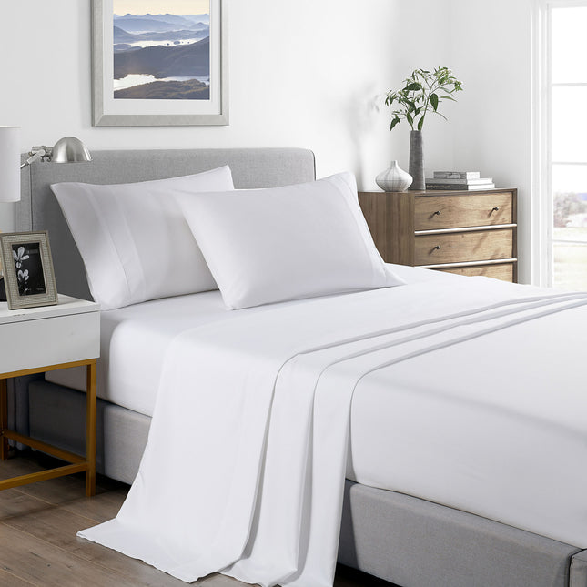 Royal Comfort 2000 Thread Count Bamboo Cooling Sheet Set Ultra Soft Bedding - King Single - White 2