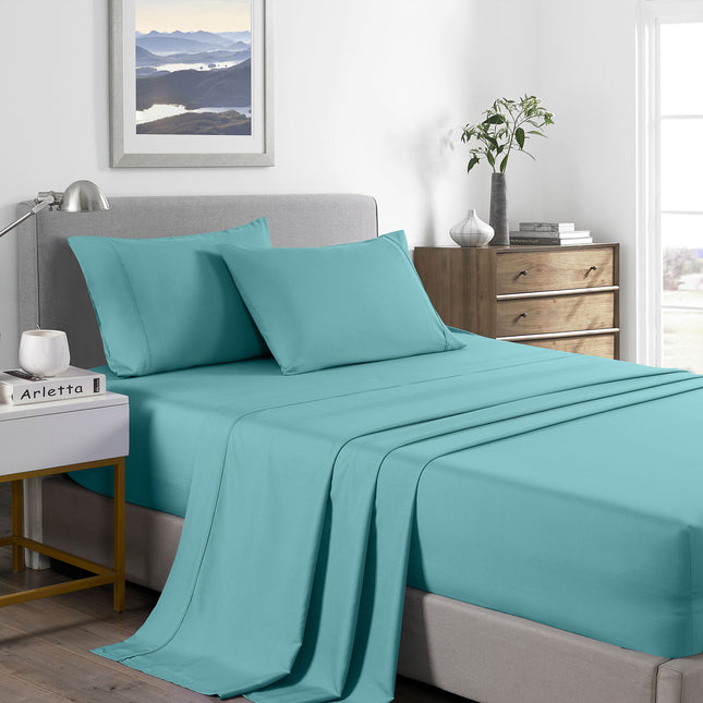 Royal Comfort 2000 Thread Count Bamboo Cooling Sheet Set Ultra Soft Bedding - King Single - Aqua 2