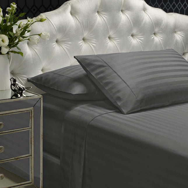 Royal Comfort 1200TC Sheet Set Damask Cotton Blend Ultra Soft Sateen Bedding - Queen - Charcoal Grey 2