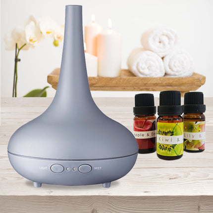 Essential Oil Diffuser Ultrasonic Humidifier Aromatherapy LED Light 200ML 3 Oils - Matte Grey 2