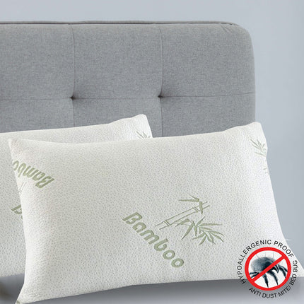 Royal Comfort Luxury Bamboo Covered Memory Foam Pillow Twin Pack Hypoallergenic 5